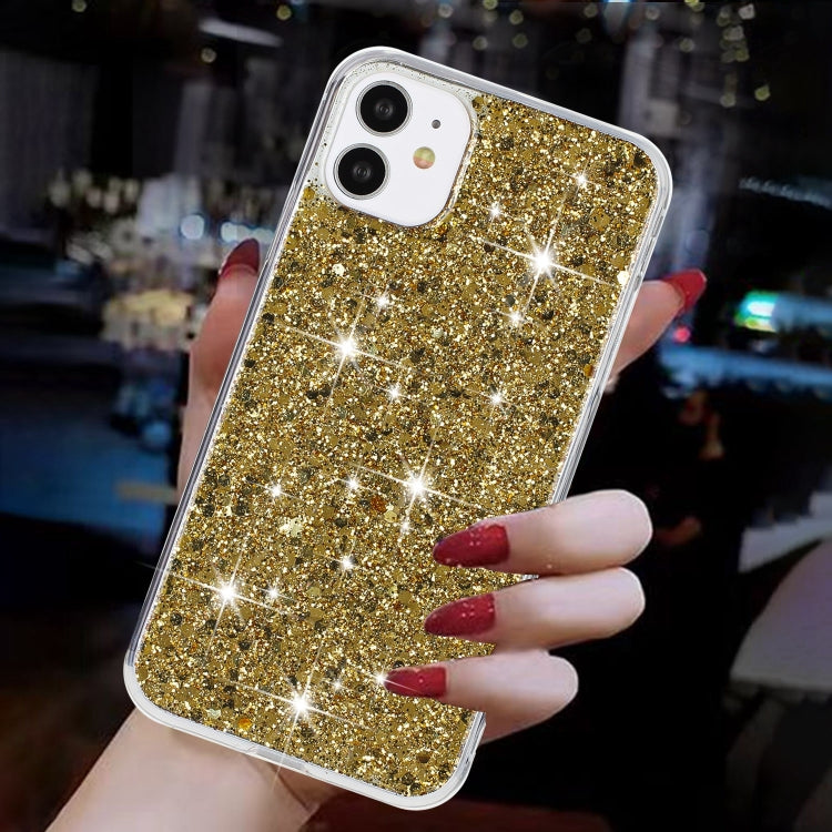For iPhone 11 Pro Transparent Frame Glitter Powder TPU Phone Case