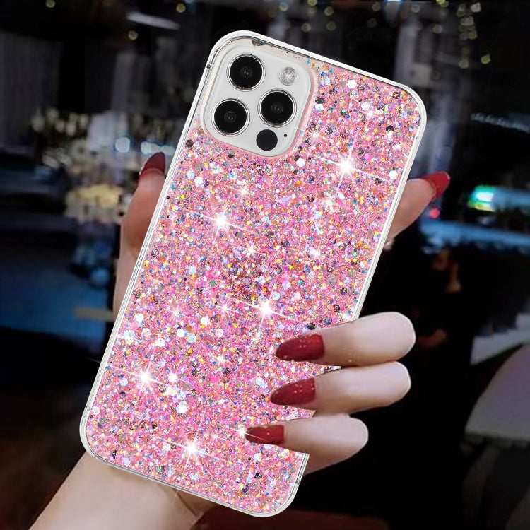 For iPhone 11 Pro Max Transparent Frame Glitter Powder TPU Phone Case