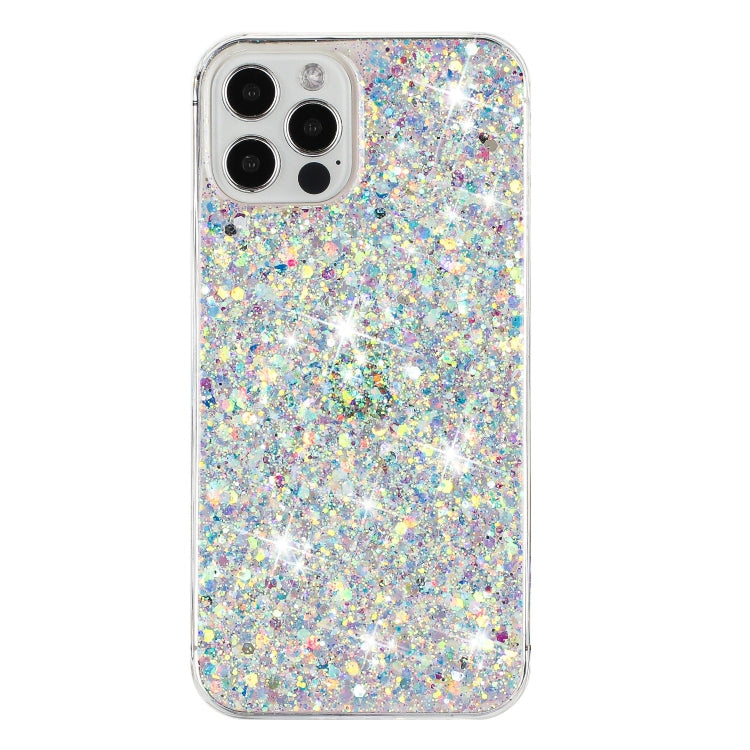 For iPhone 11 Pro Max Transparent Frame Glitter Powder TPU Phone Case