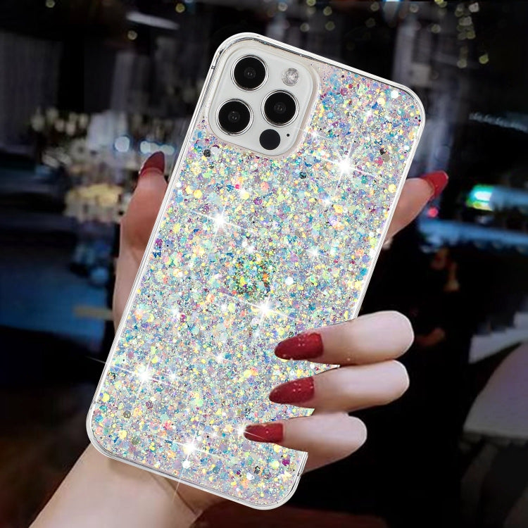 For iPhone 11 Pro Max Transparent Frame Glitter Powder TPU Phone Case