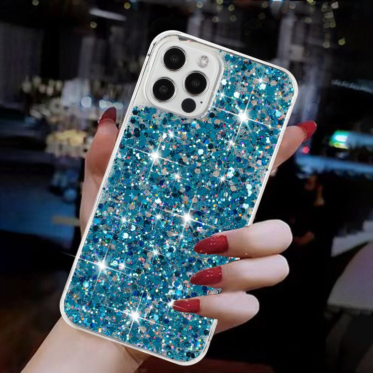For iPhone 11 Pro Max Transparent Frame Glitter Powder TPU Phone Case