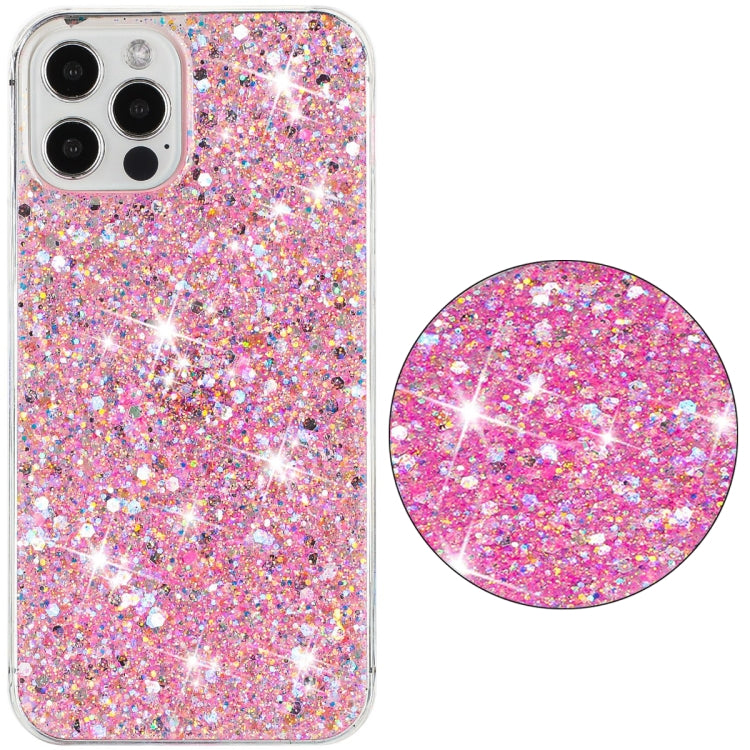 For iPhone 12 Pro Transparent Frame Glitter Powder TPU Phone Case