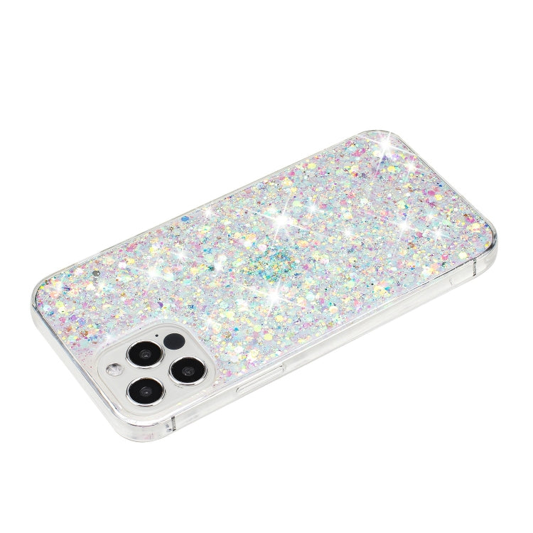 For iPhone 12 Pro Transparent Frame Glitter Powder TPU Phone Case