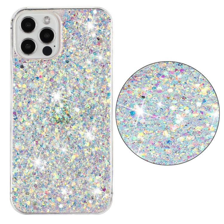 For iPhone 12 Pro Max Transparent Frame Glitter Powder TPU Phone Case