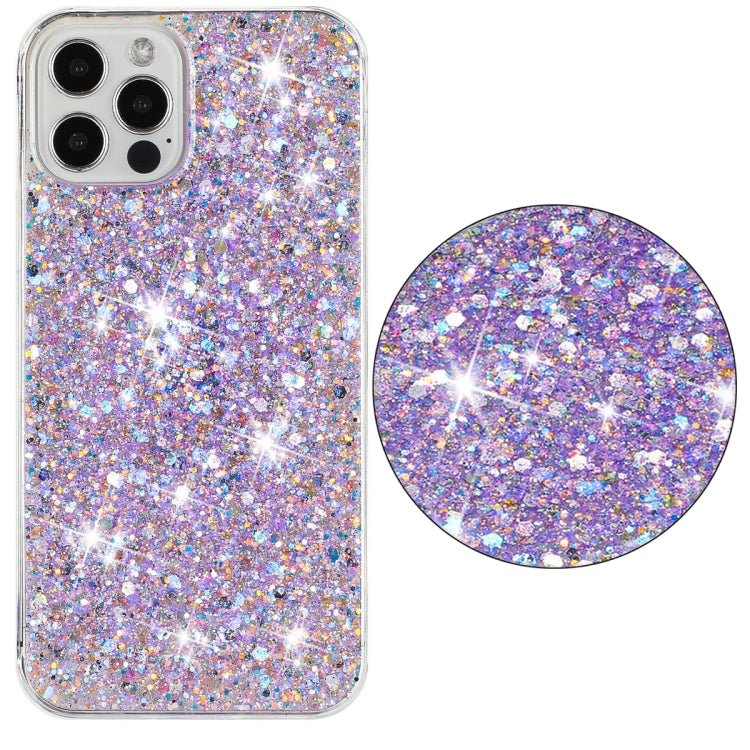 For iPhone 12 Pro Max Transparent Frame Glitter Powder TPU Phone Case
