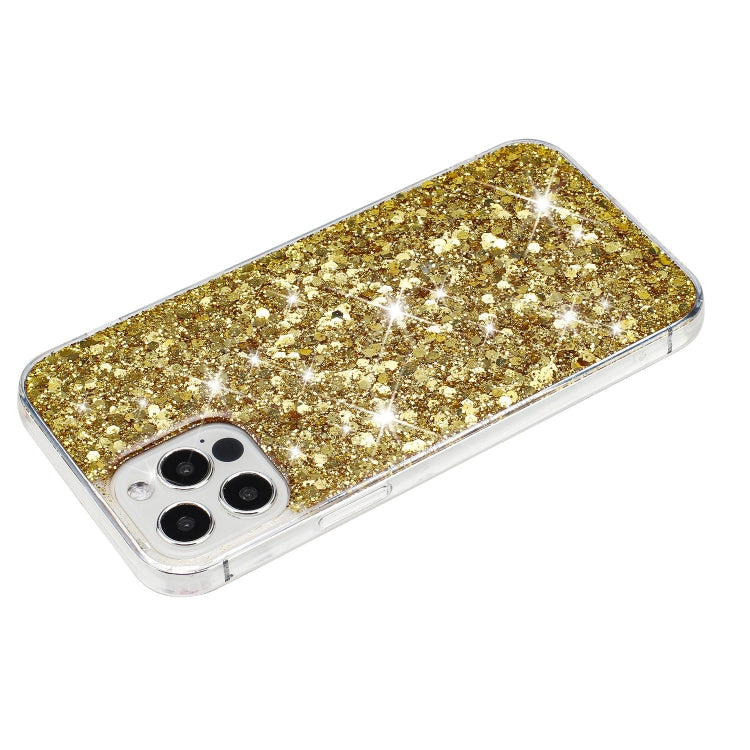 For iPhone 12 Pro Max Transparent Frame Glitter Powder TPU Phone Case