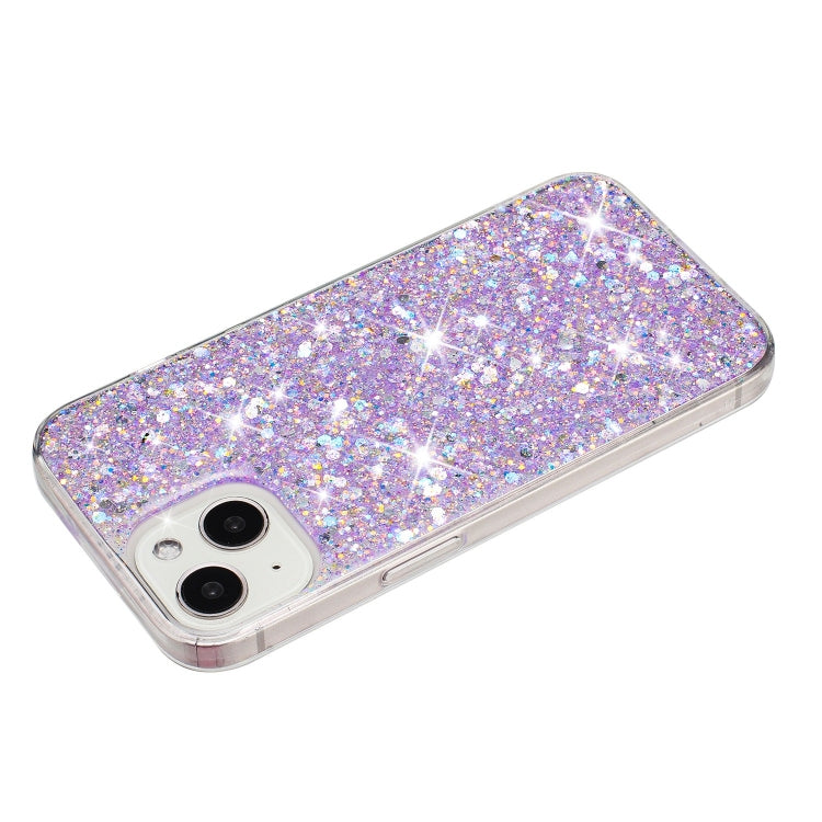 For iPhone 13 Transparent Frame Glitter Powder TPU Phone Case