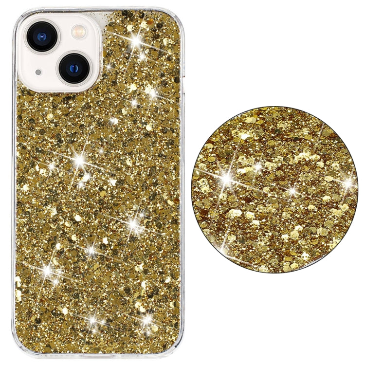 For iPhone 13 Transparent Frame Glitter Powder TPU Phone Case