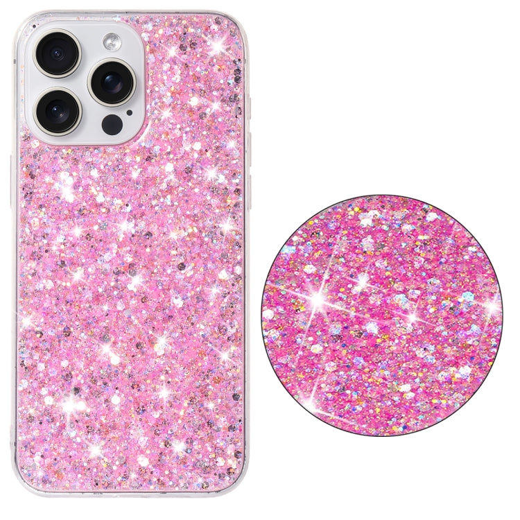 For iPhone 13 Pro Max Transparent Frame Glitter Powder TPU Phone Case