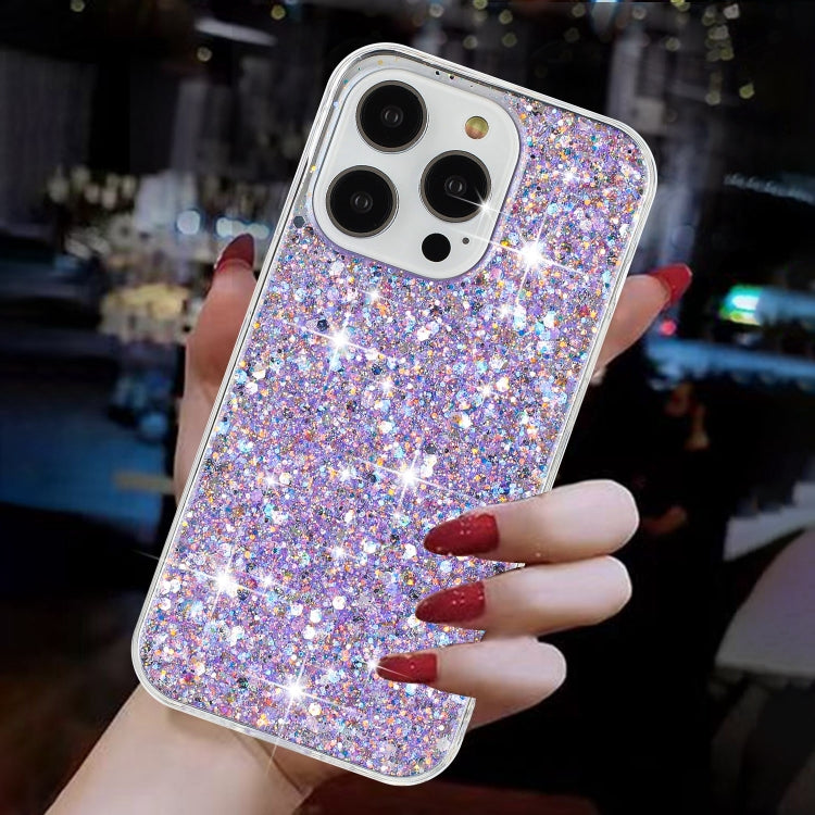 For iPhone 13 Pro Max Transparent Frame Glitter Powder TPU Phone Case