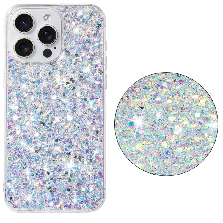 For iPhone 13 Pro Transparent Frame Glitter Powder TPU Phone Case