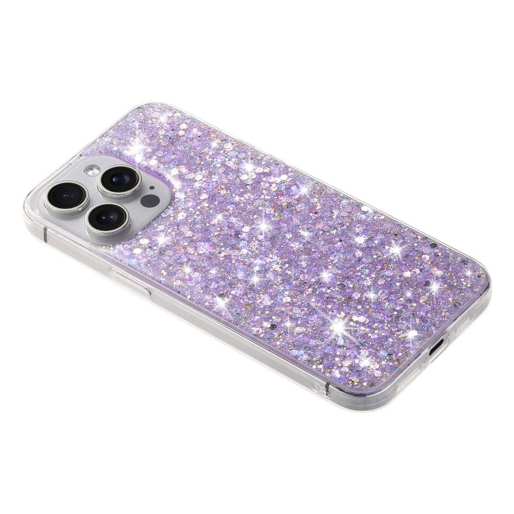 For iPhone 13 Pro Transparent Frame Glitter Powder TPU Phone Case