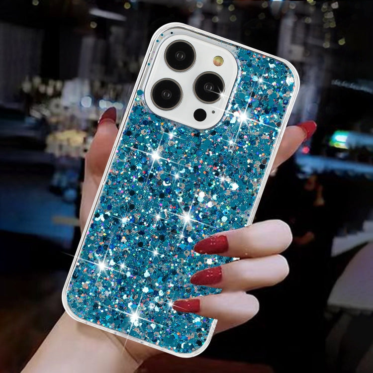 For iPhone 13 Pro Transparent Frame Glitter Powder TPU Phone Case