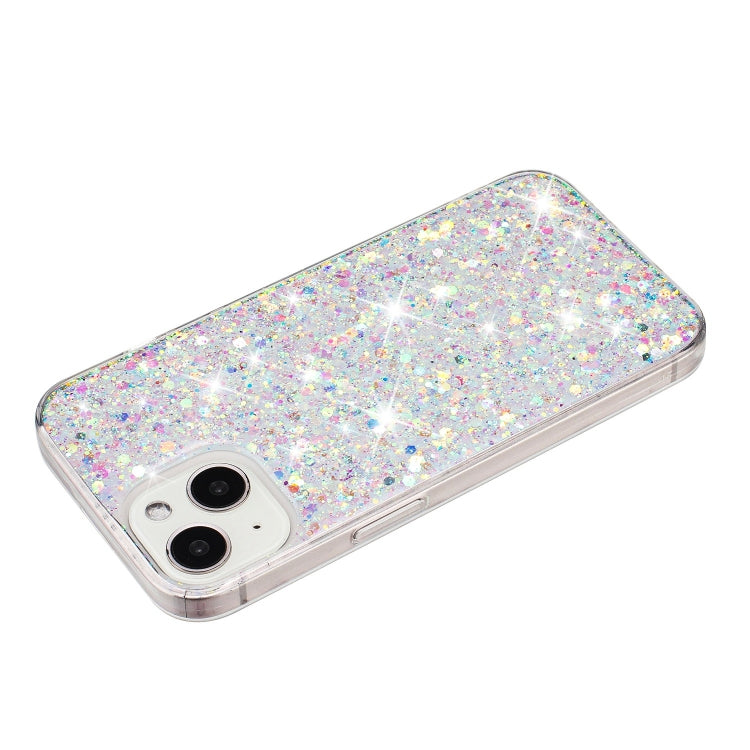 For iPhone 14 Transparent Frame Glitter Powder TPU Phone Case