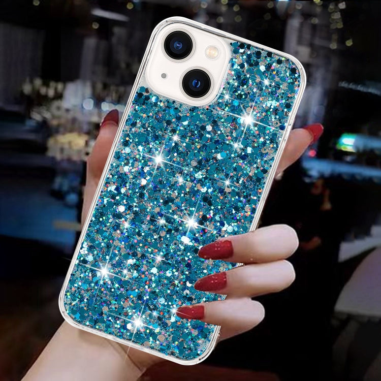 For iPhone 14 Transparent Frame Glitter Powder TPU Phone Case