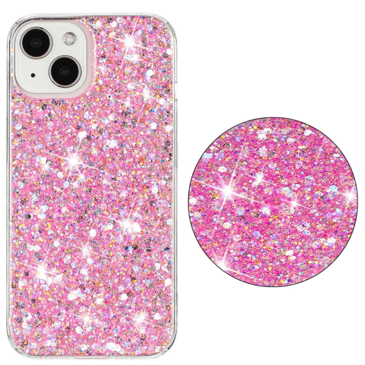 For iPhone 14 Plus Transparent Frame Glitter Powder TPU Phone Case