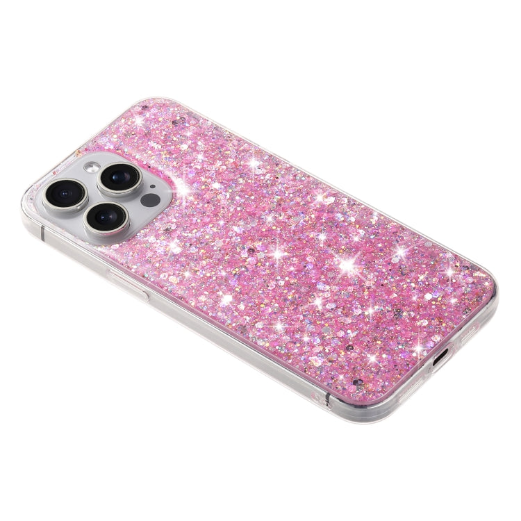 For iPhone 14 Pro Transparent Frame Glitter Powder TPU Phone Case