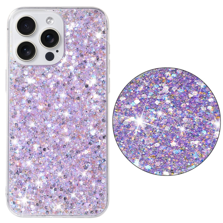 For iPhone 14 Pro Max Transparent Frame Glitter Powder TPU Phone Case