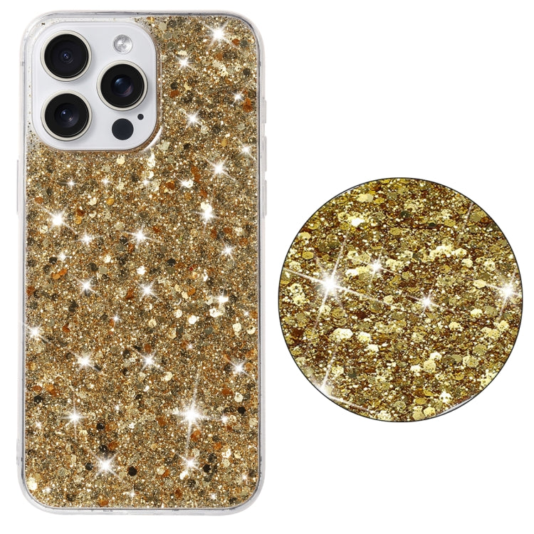 For iPhone 14 Pro Max Transparent Frame Glitter Powder TPU Phone Case