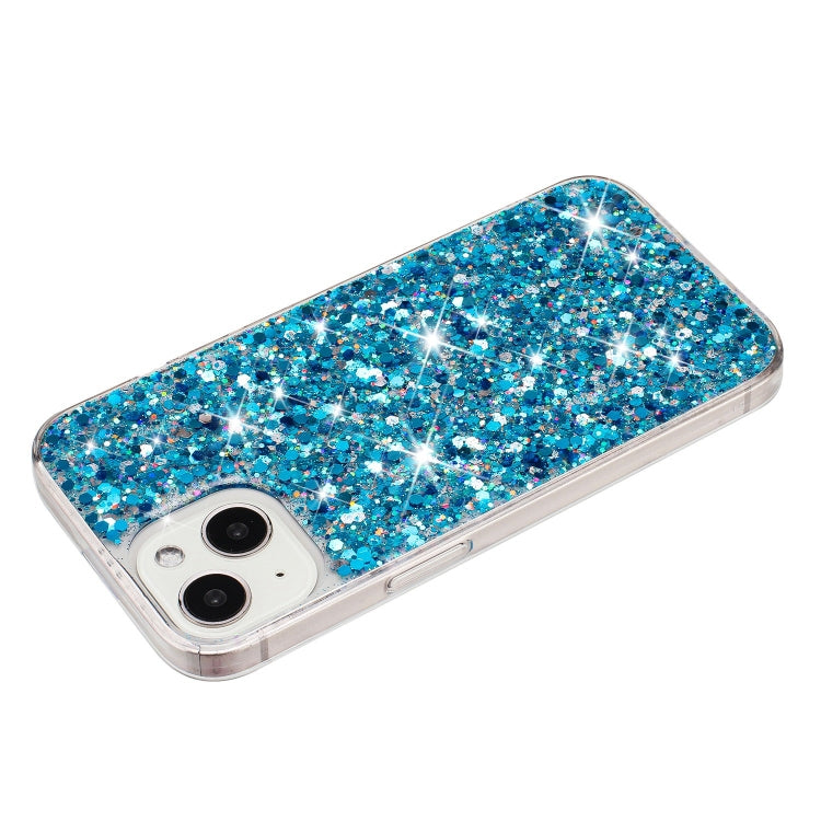 For iPhone 15 Plus Transparent Frame Glitter Powder TPU Phone Case