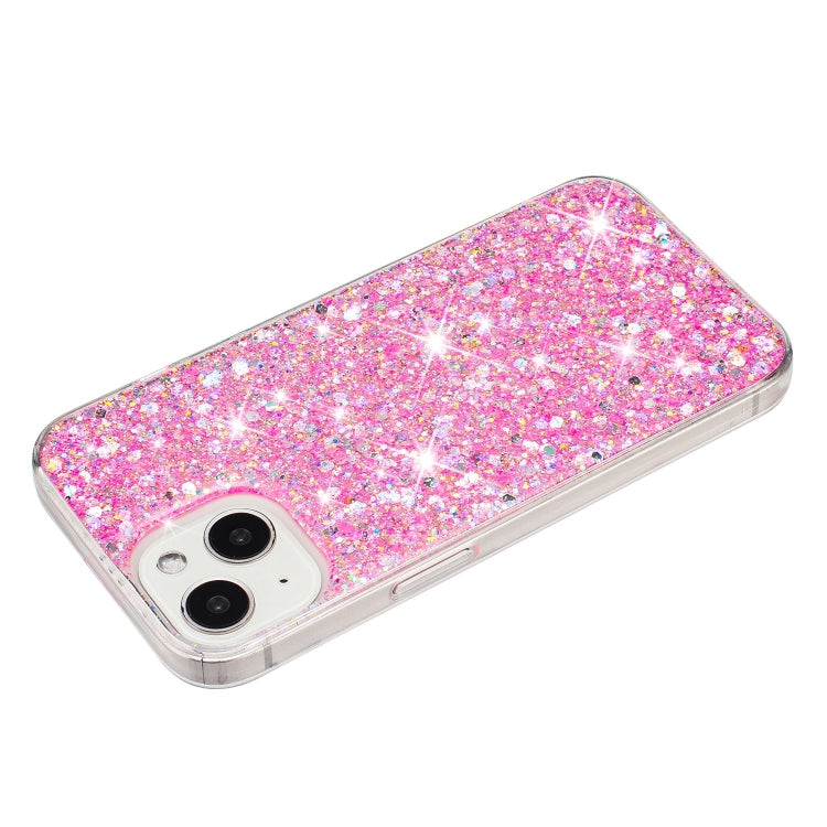 For iPhone 15 Transparent Frame Glitter Powder TPU Phone Case