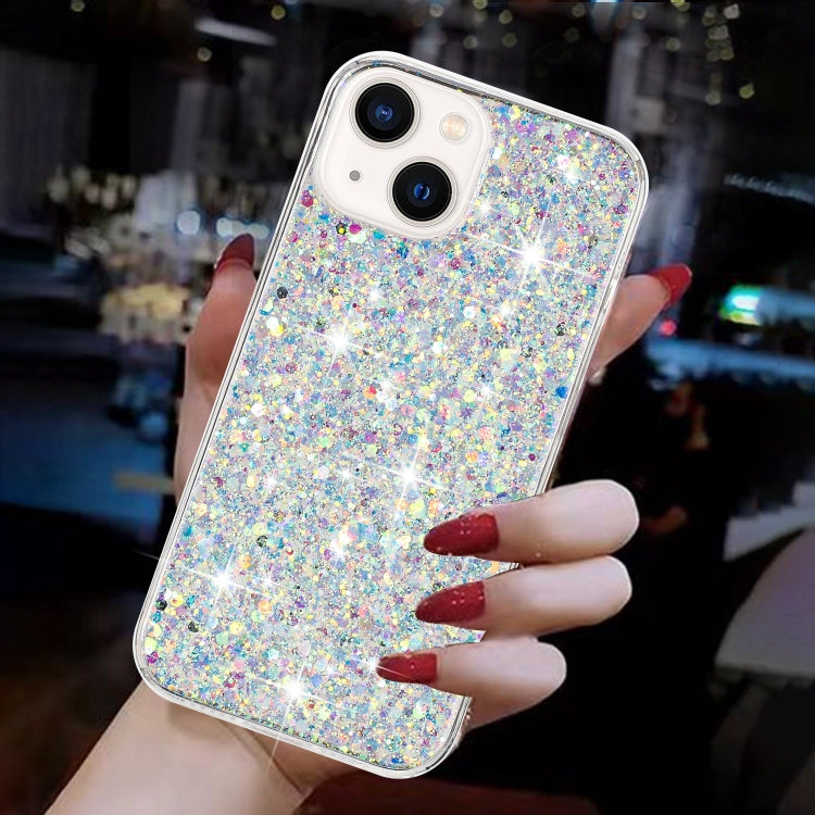 For iPhone 15 Transparent Frame Glitter Powder TPU Phone Case