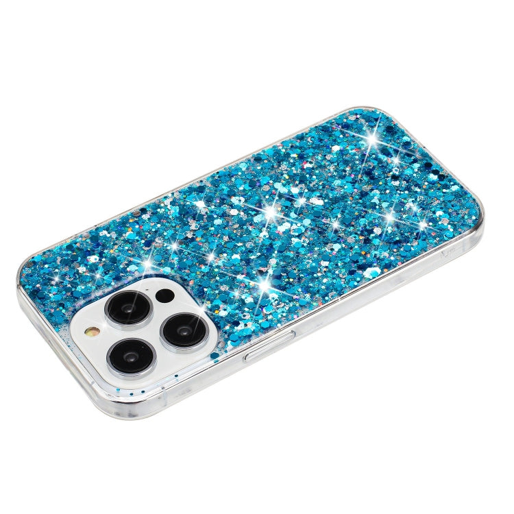 For iPhone 15 Pro Transparent Frame Glitter Powder TPU Phone Case