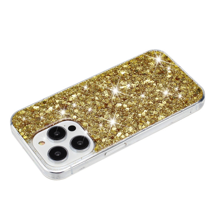 For iPhone 15 Pro Transparent Frame Glitter Powder TPU Phone Case