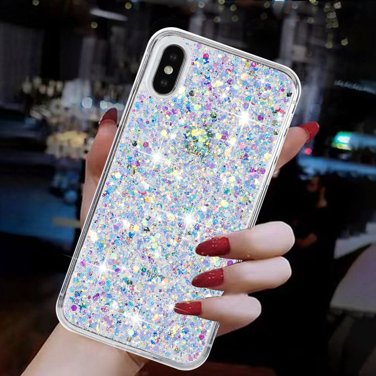 For iPhone X Transparent Frame Glitter Powder TPU Phone Case