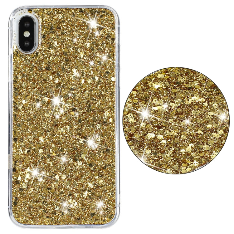 For iPhone X Transparent Frame Glitter Powder TPU Phone Case