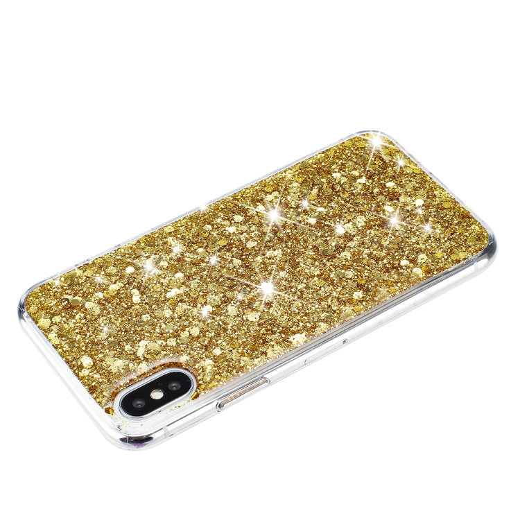 For iPhone X Transparent Frame Glitter Powder TPU Phone Case