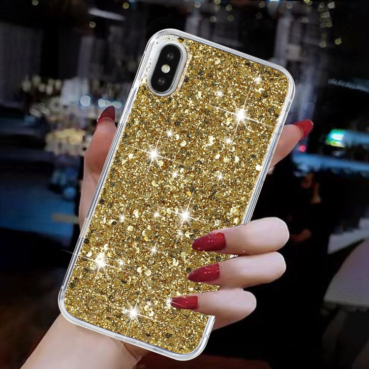 For iPhone X Transparent Frame Glitter Powder TPU Phone Case