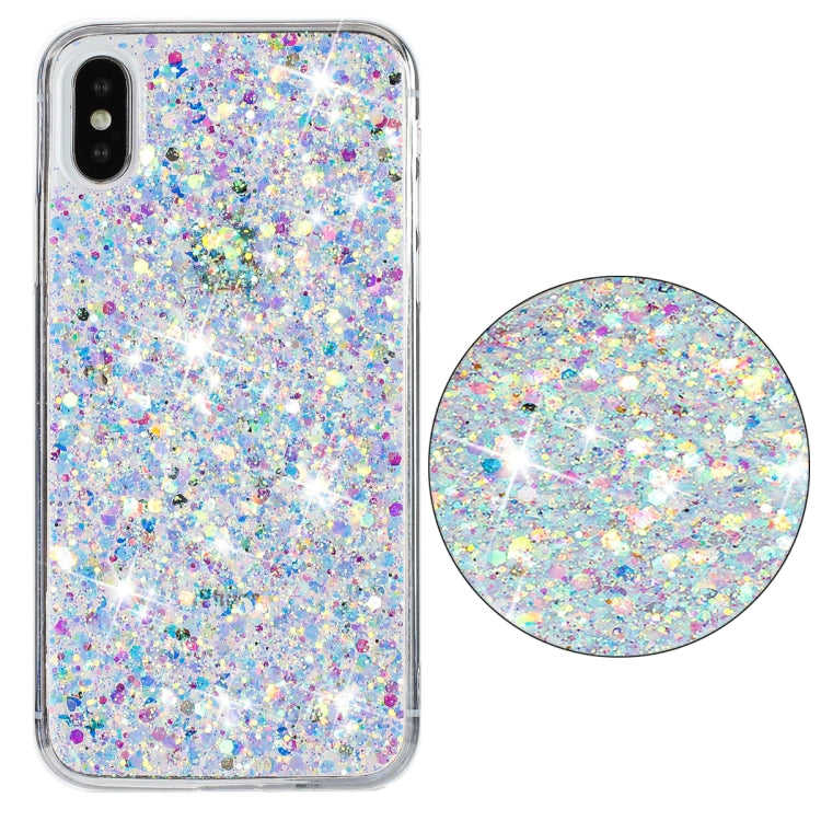 For iPhone XS Max Transparent Frame Glitter Powder TPU Phone Case
