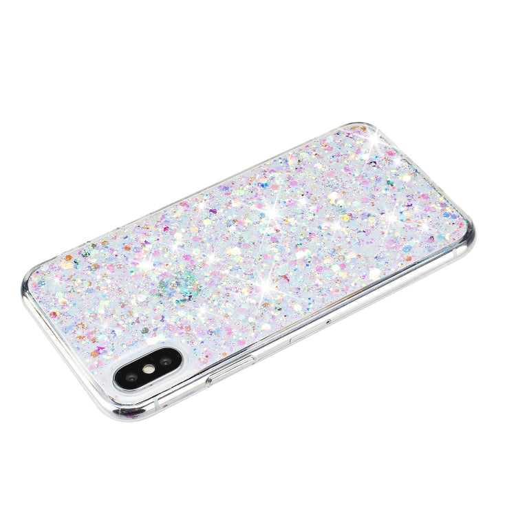 For iPhone XS Max Transparent Frame Glitter Powder TPU Phone Case