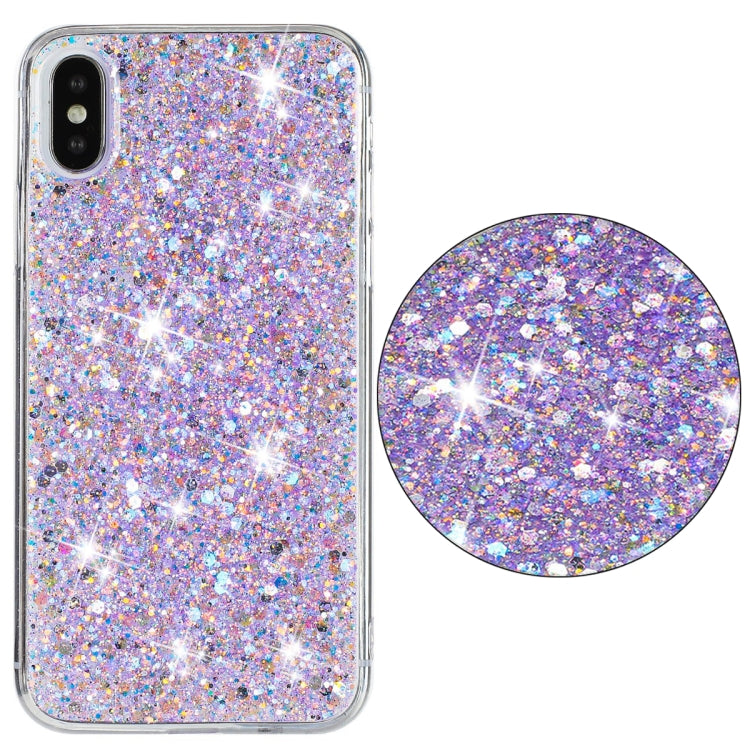 For iPhone XS Max Transparent Frame Glitter Powder TPU Phone Case