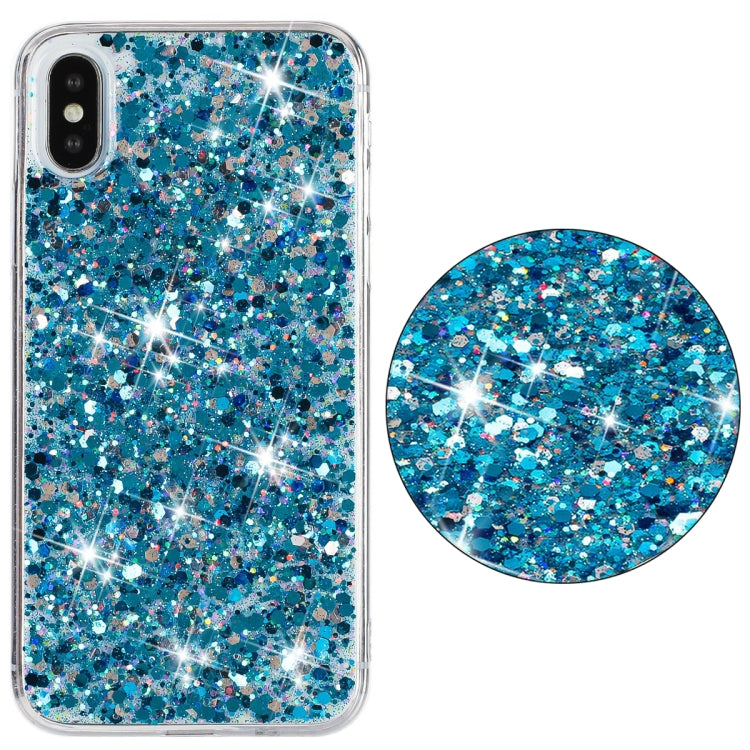 For iPhone XS Max Transparent Frame Glitter Powder TPU Phone Case