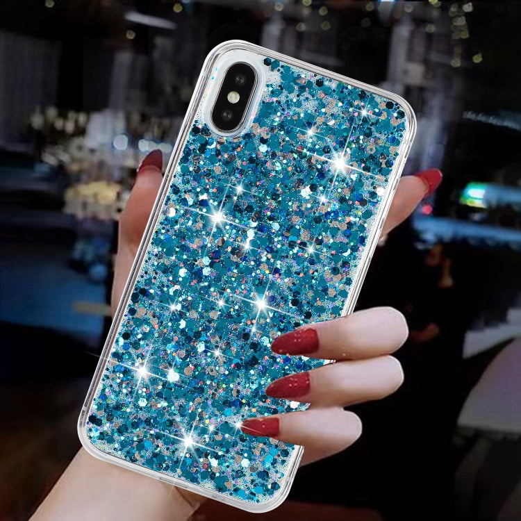 For iPhone XS Max Transparent Frame Glitter Powder TPU Phone Case