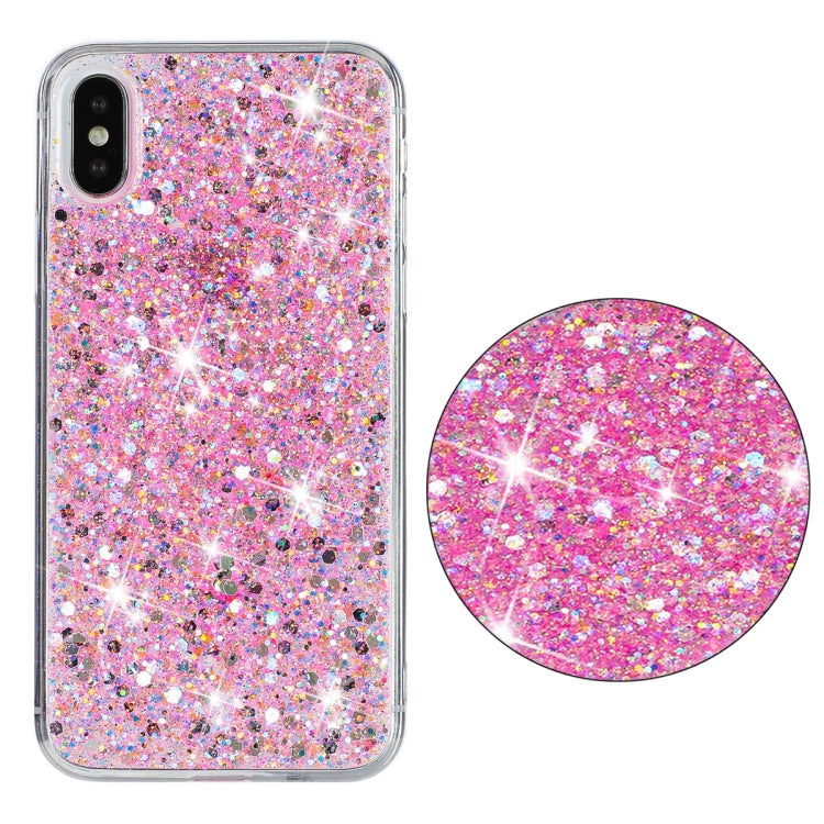 For iPhone XR Transparent Frame Glitter Powder TPU Phone Case