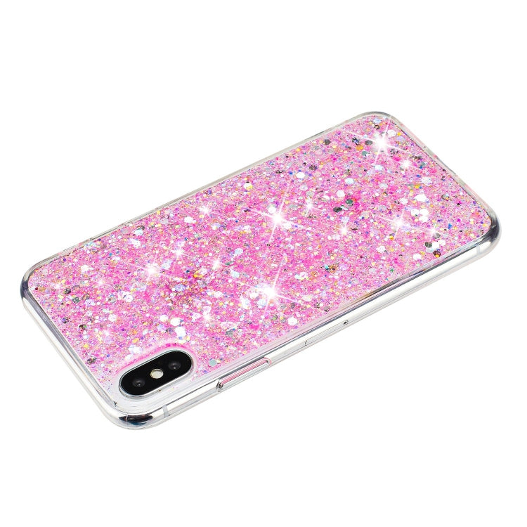 For iPhone XR Transparent Frame Glitter Powder TPU Phone Case