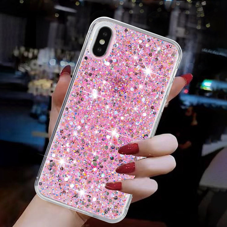 For iPhone XR Transparent Frame Glitter Powder TPU Phone Case