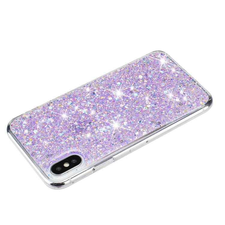 For iPhone XR Transparent Frame Glitter Powder TPU Phone Case