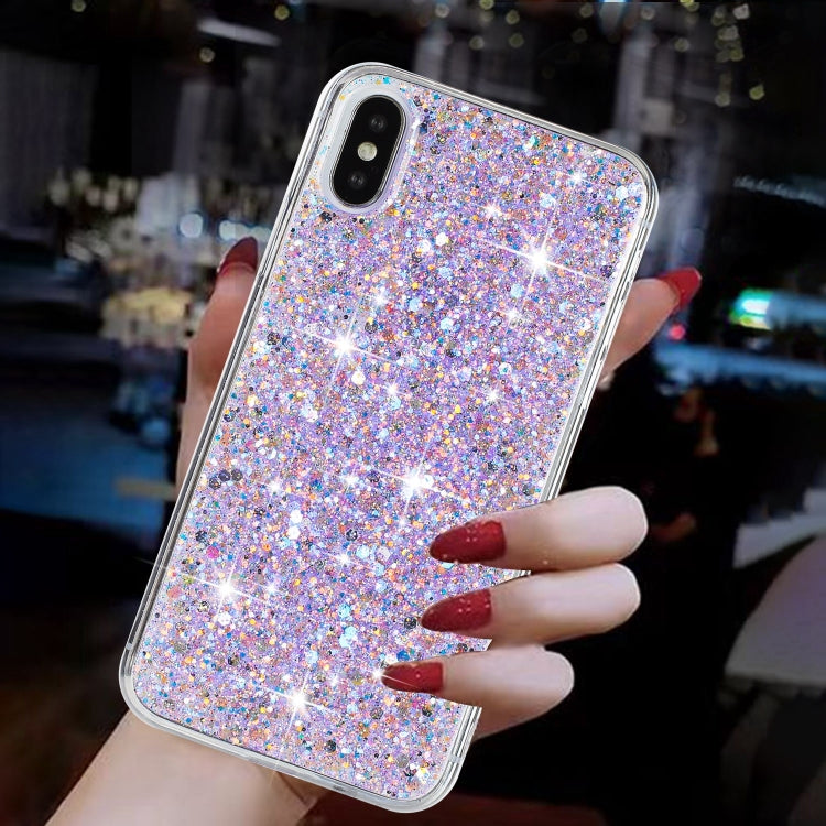 For iPhone XR Transparent Frame Glitter Powder TPU Phone Case