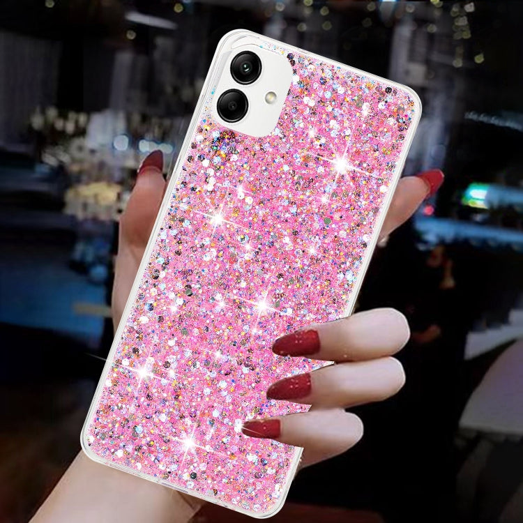 For Samsung Galaxy A05 Transparent Frame Glitter Powder TPU Phone Case