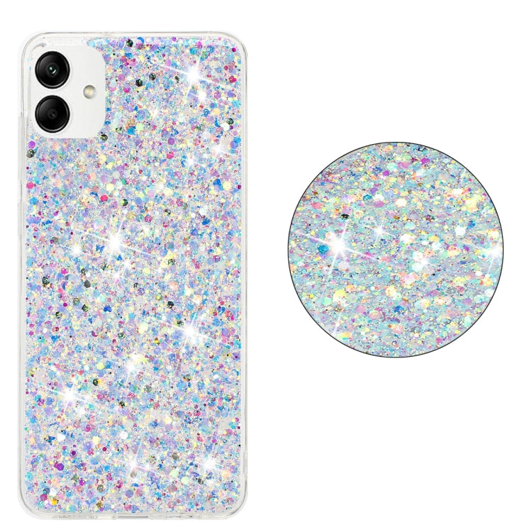 For Samsung Galaxy A05 Transparent Frame Glitter Powder TPU Phone Case