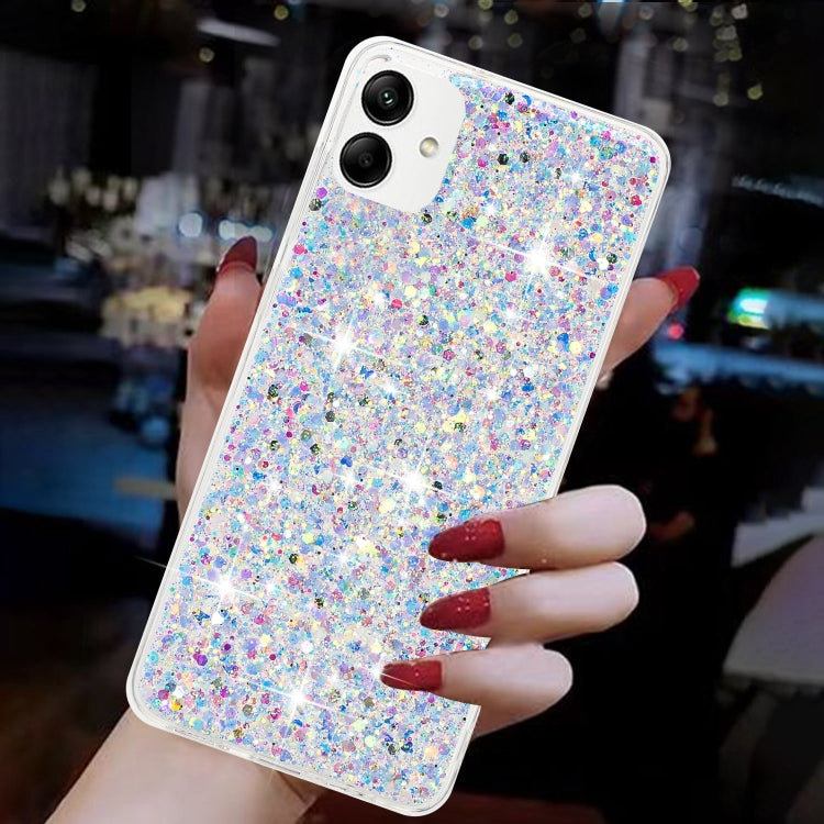 For Samsung Galaxy A05 Transparent Frame Glitter Powder TPU Phone Case