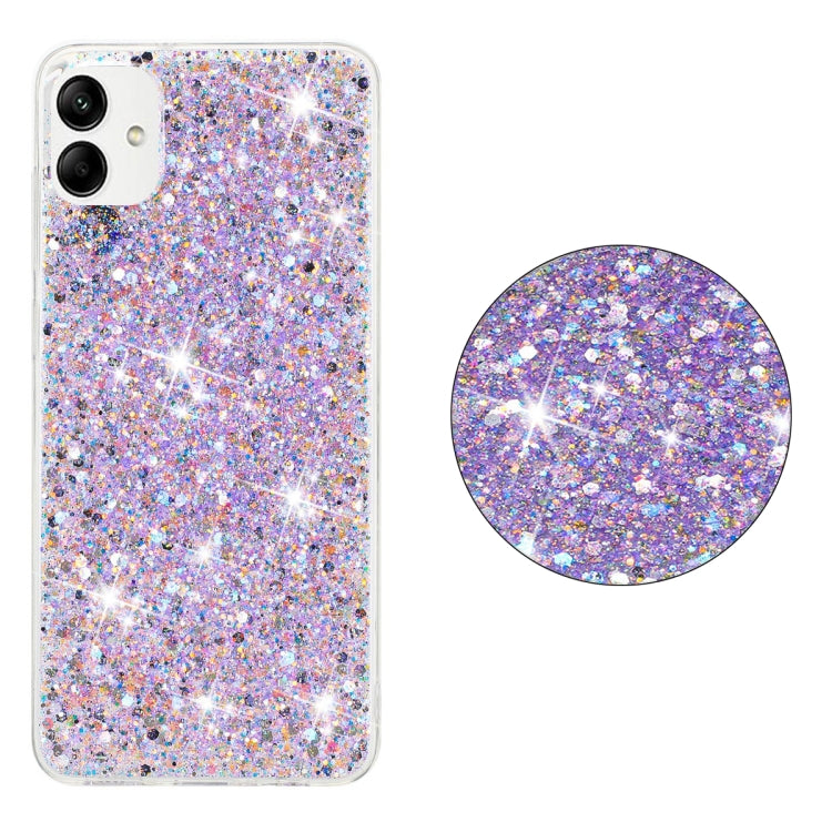 For Samsung Galaxy A05 Transparent Frame Glitter Powder TPU Phone Case