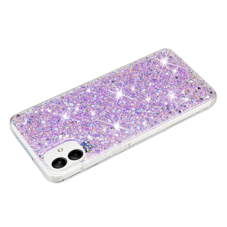 For Samsung Galaxy A05 Transparent Frame Glitter Powder TPU Phone Case