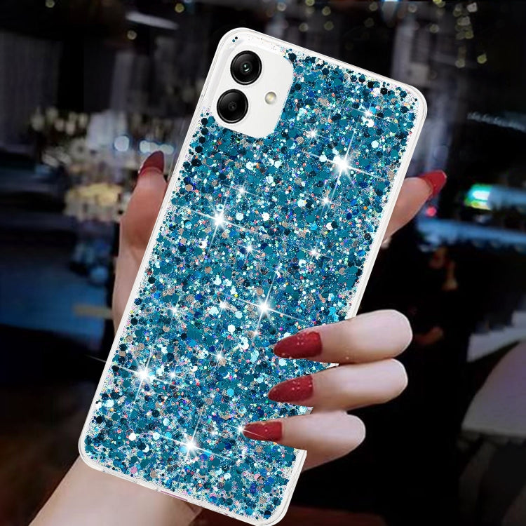 For Samsung Galaxy A05 Transparent Frame Glitter Powder TPU Phone Case