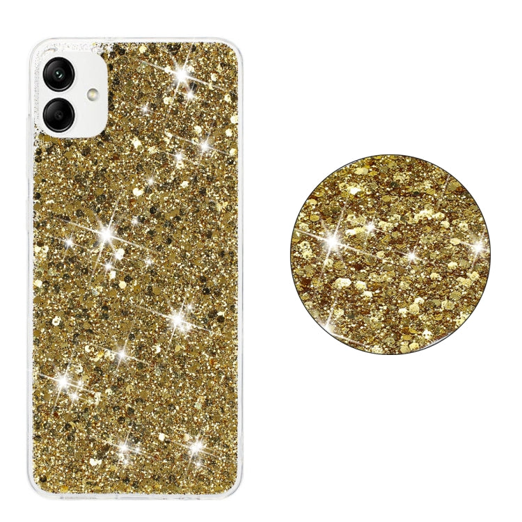 For Samsung Galaxy A05 Transparent Frame Glitter Powder TPU Phone Case