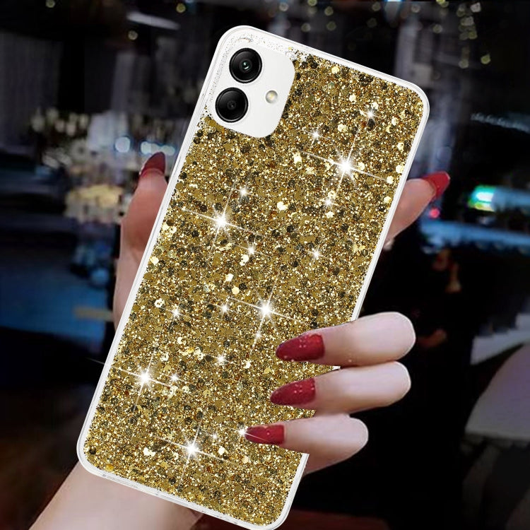 For Samsung Galaxy A05 Transparent Frame Glitter Powder TPU Phone Case